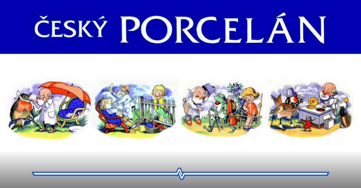 Český porcelán s dětským motivem - Žabák, U holiče, Zmrzlinář, U zubaře.
