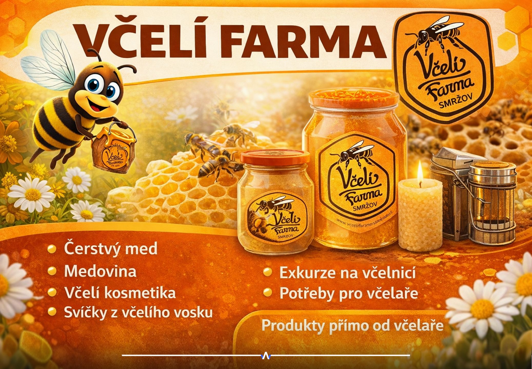 Med a medové produkty, medovina, kosmetika, svíčky